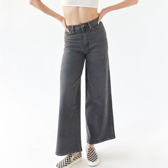 NEW UO BDG The A Wide Black Retro Wide Leg Washed Jeans 38 - Picture 2 of 5